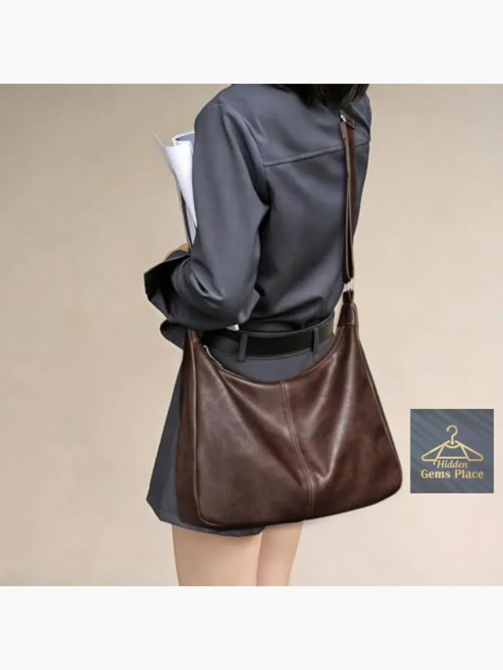 Slouchy Hobo Tote Crossbody Vegan Leather Shoulder Bag